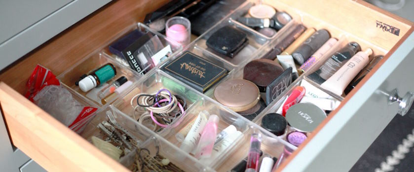 well-organized makeup collection